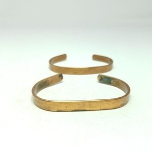 Vintage Hozoni Solid Copper Plain Cuff Bracelet Set of 2, Minimal Stacking